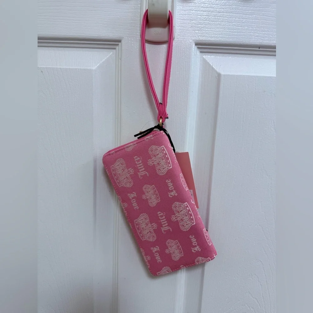 NWT Juicy Couture Juicy Fan Club Large ZipAround Wallet in Pink Lemonade/Powder